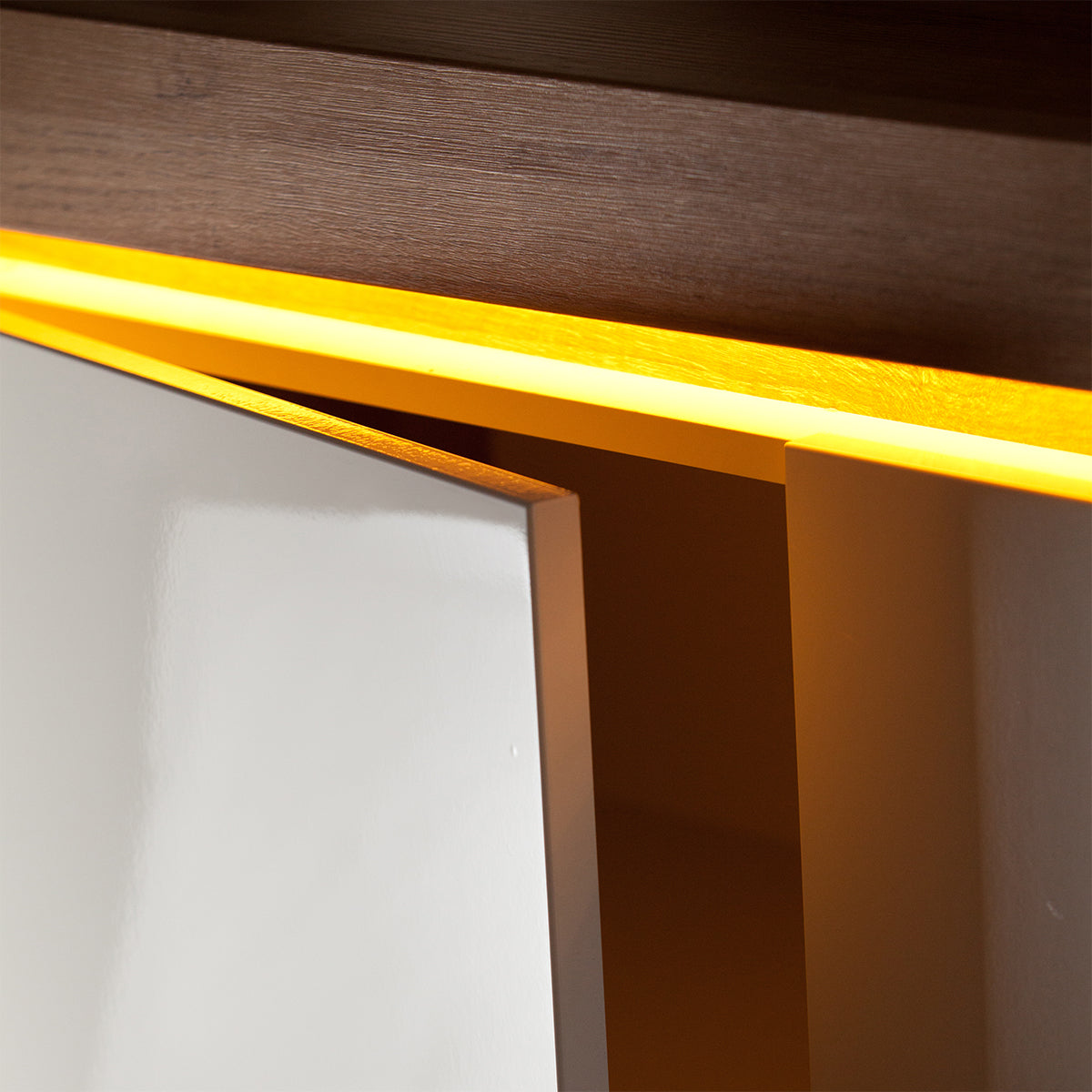 Buffet 2 portes 4 tiroirs LED inclus Teo Blanc et Bois - vue 2