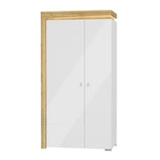 Armoire 2 portes LED inclus Teo Blanc et Bois