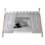 Lit tipi 90x200 sommier et housse inclus Vipack - Bois et blanc