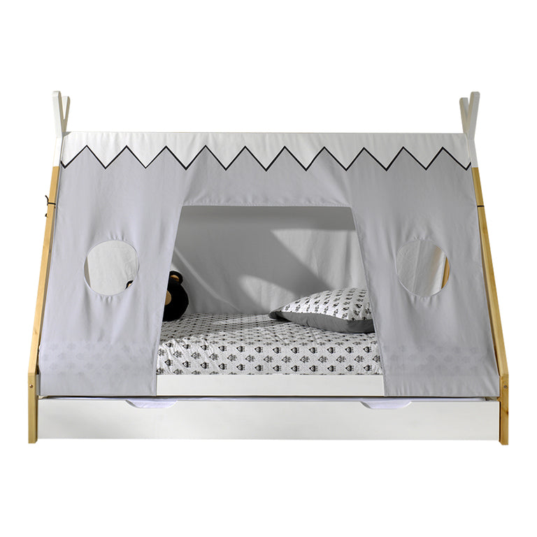 Lit tipi 90x200 sommier housse et tiroir inclus Vipack - Blanc