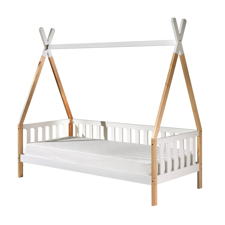 Lit tipi barrière 90x200 sommier et tiroir inclus Vipack - Blanc - vue 3