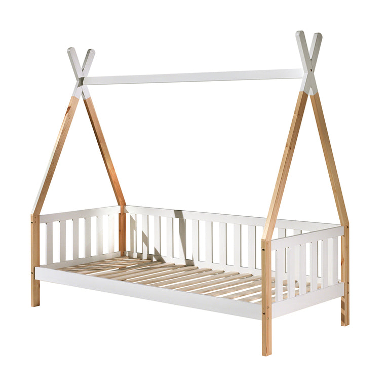 Lit tipi barrière 90x200 sommier et tiroir inclus Vipack - Blanc - vue 4