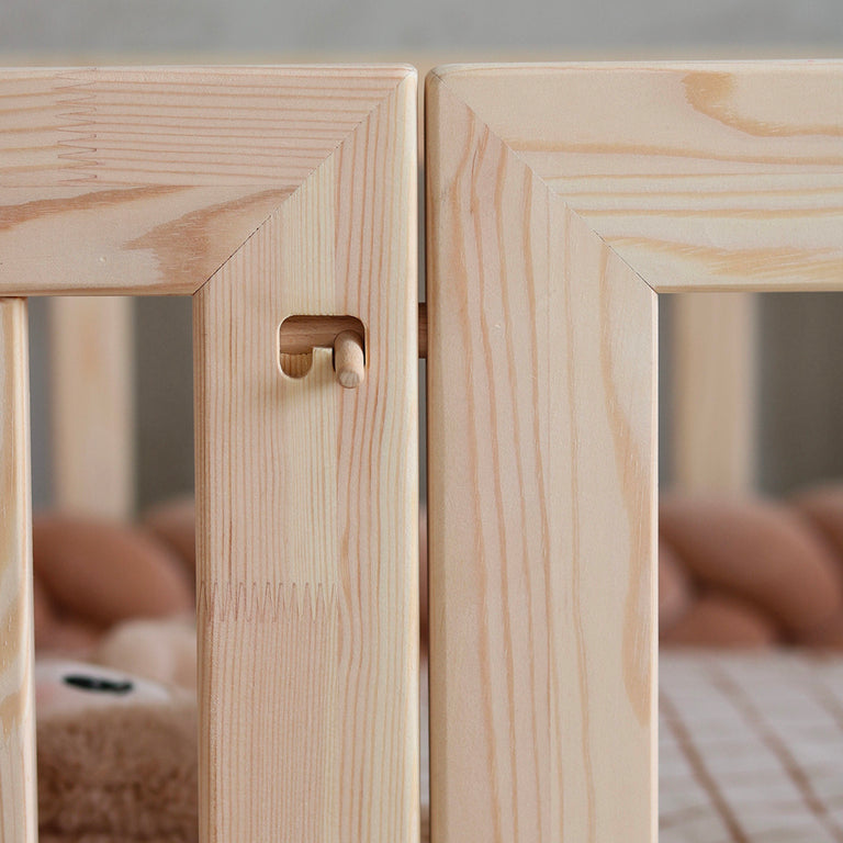 Lit au sol 120x200 entrée droite barrière et sommier inclus Bambino Bois - vue 6
