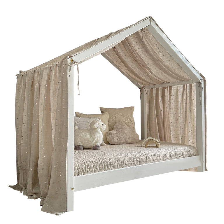 Ciel de lit en mousseline pour 70x140 Beige et argent - vue 2