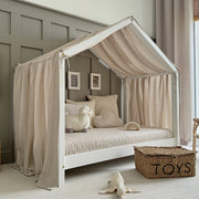 Ciel de lit en mousseline pour 70x140 Beige et argent