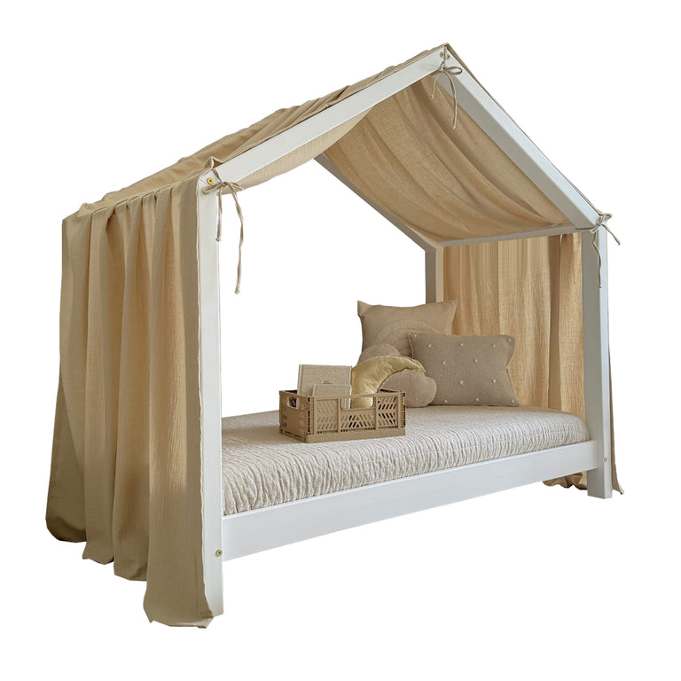 Ciel de lit en mousseline pour 90x200 Beige - vue 2