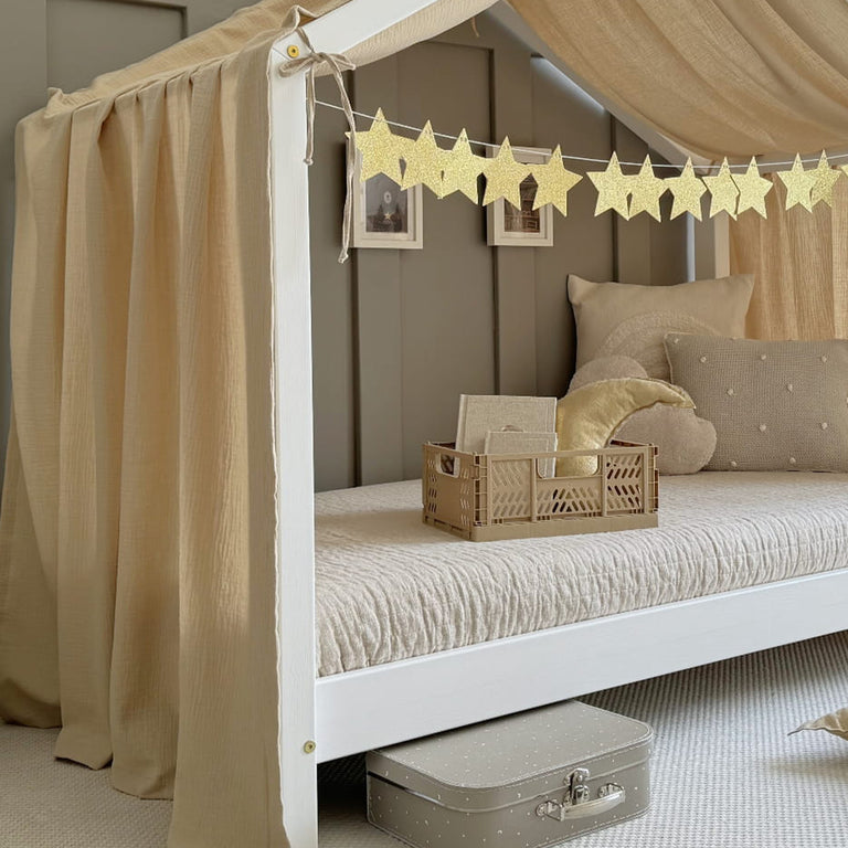Ciel de lit en mousseline pour 90x190 Beige - vue 3
