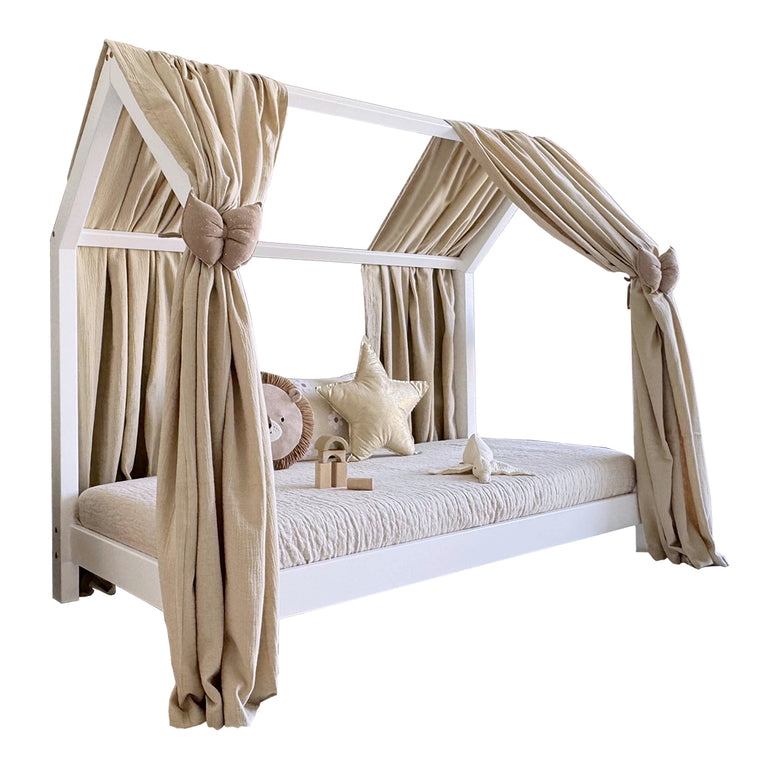 Ciel de lit en mousseline double pour 90x200 Beige - vue 2