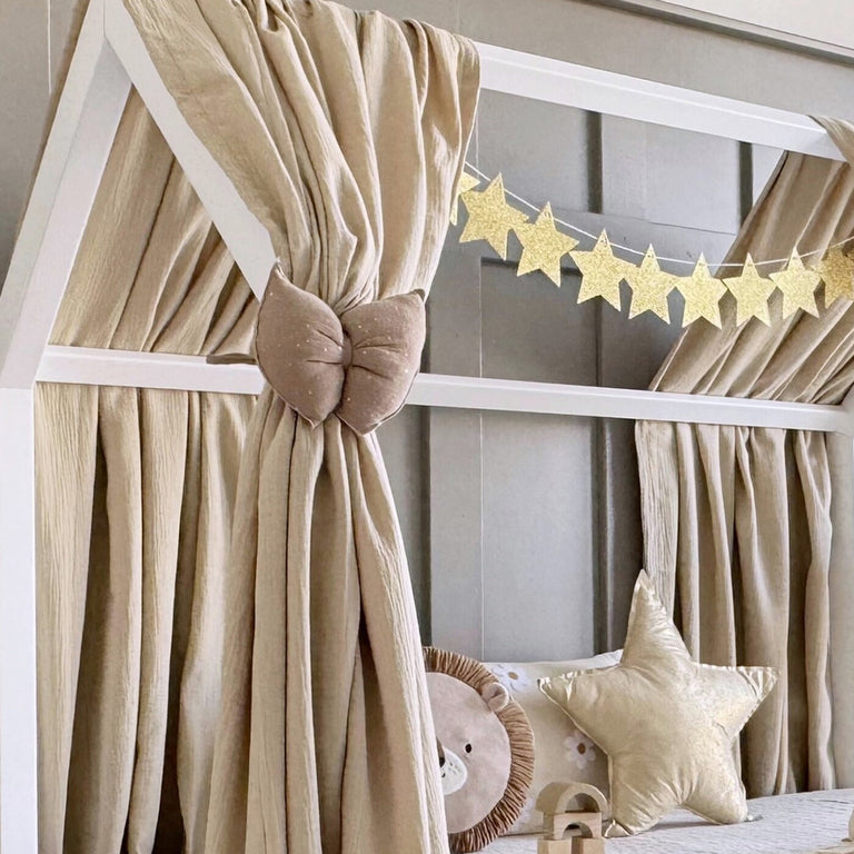 Ciel de lit en mousseline double pour 90x190 Beige - vue 3