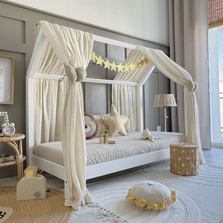 Ciel de lit en mousseline double pour 70x140 Ecru