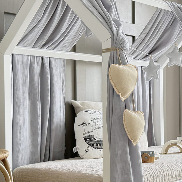 Ciel de lit en mousseline double pour 90x200 Gris - vue 3