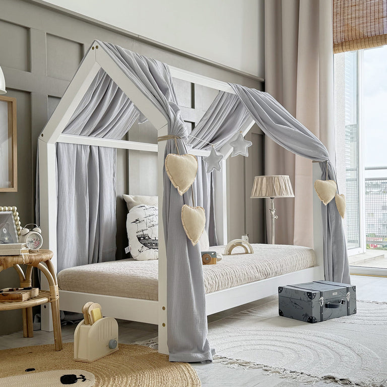 Ciel de lit en mousseline double pour 90x190 Gris