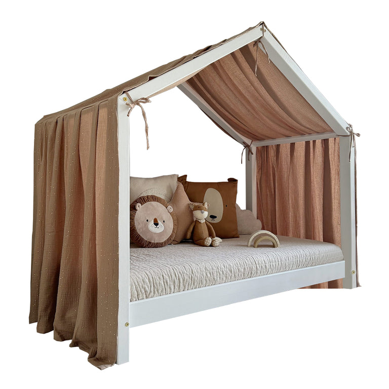 Ciel de lit en mousseline pour 90x190 Marron et or - vue 2