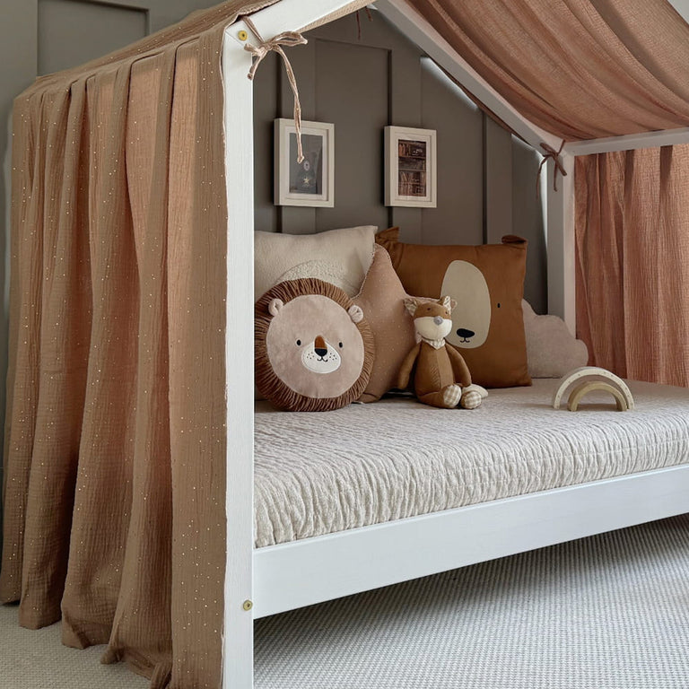 Ciel de lit en mousseline pour 90x200 Marron et or - vue 3