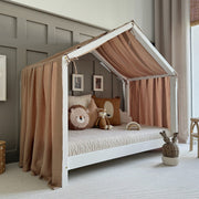 Ciel de lit en mousseline pour 70x140 Marron et or