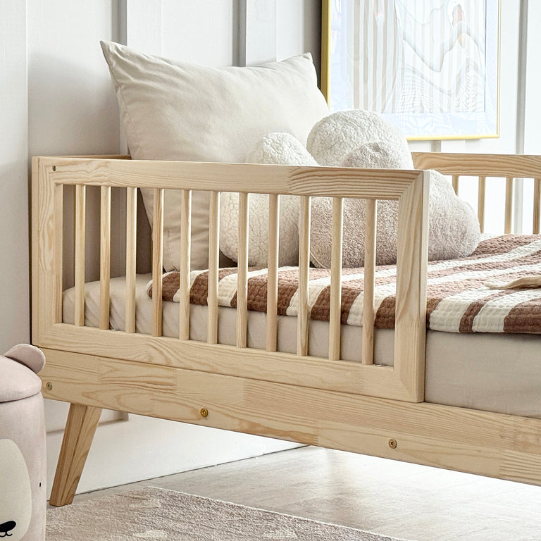 Lit 90x190 barrière haute et sommier inclus pieds 20 cm Maylis Bois - vue 7