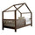 Lit cabane 90x200 barrière et sommier inclus pieds 10 cm Rosalie Bois foncé