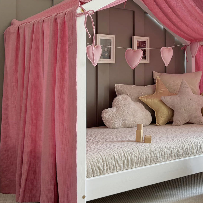 Ciel de lit en mousseline pour 90x200 Rose - vue 3