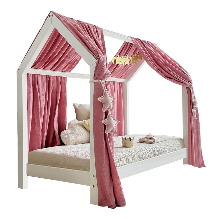 Ciel de lit en mousseline double pour 90x190 Rose - vue 2