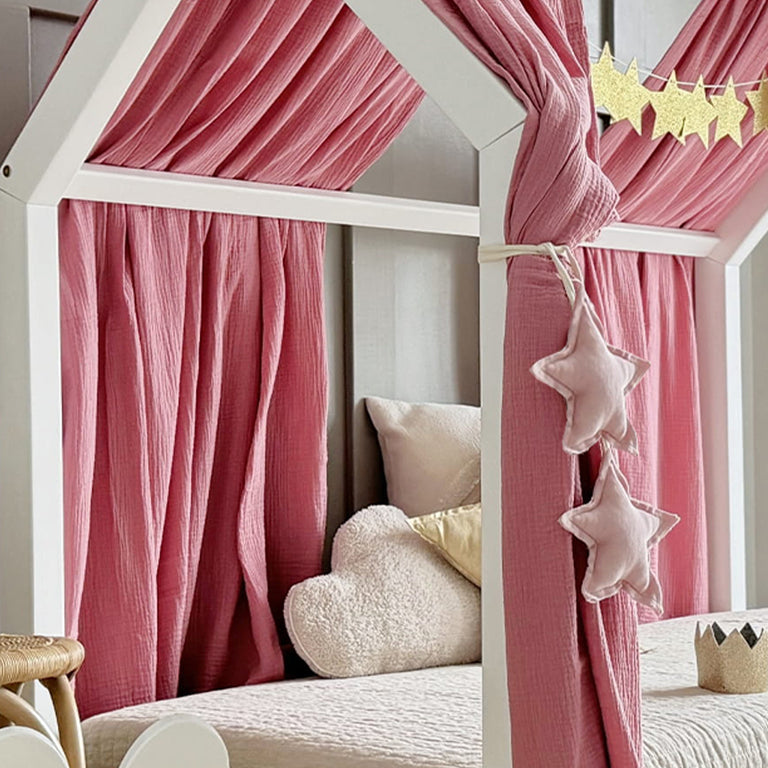 Ciel de lit en mousseline double pour 90x190 Rose - vue 3