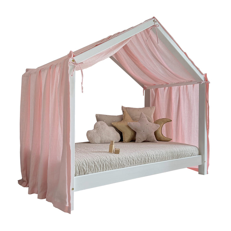 Ciel de lit en mousseline pour 90x190 Rose clair - vue 2