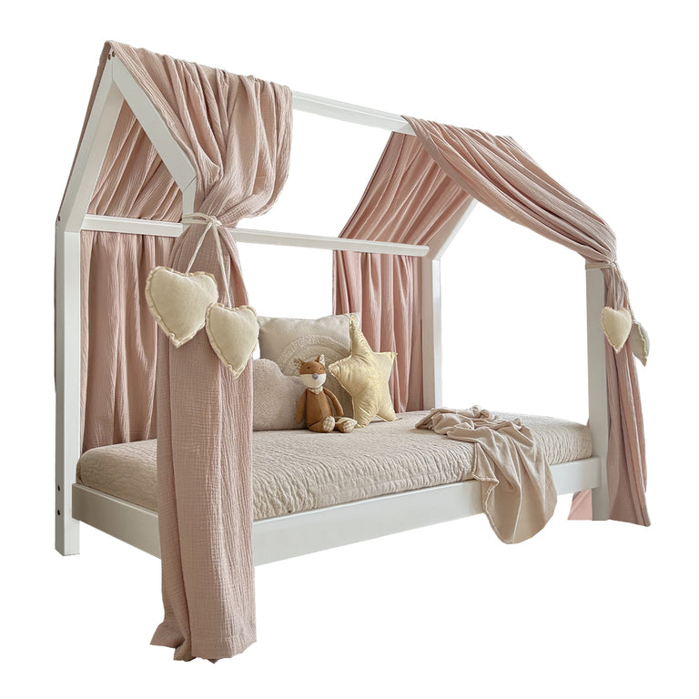 Ciel de lit en mousseline double pour 90x190 Rose clair - vue 2