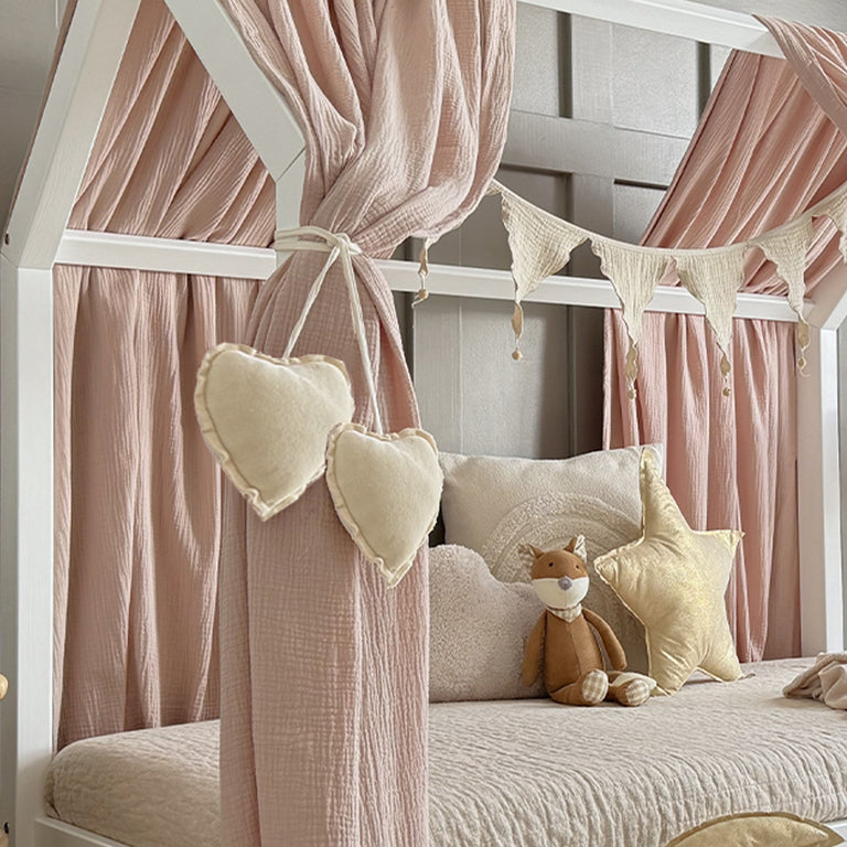 Ciel de lit en mousseline double pour 90x190 Rose clair - vue 3