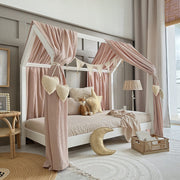 Ciel de lit en mousseline double pour 90x190 Rose clair