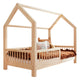 Lit cabane 90x190 barrière et sommier inclus pieds 10 cm Sofia Bois