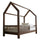 Lit cabane 90x200 barrière et sommier inclus pieds 10 cm Sofia Bois foncé