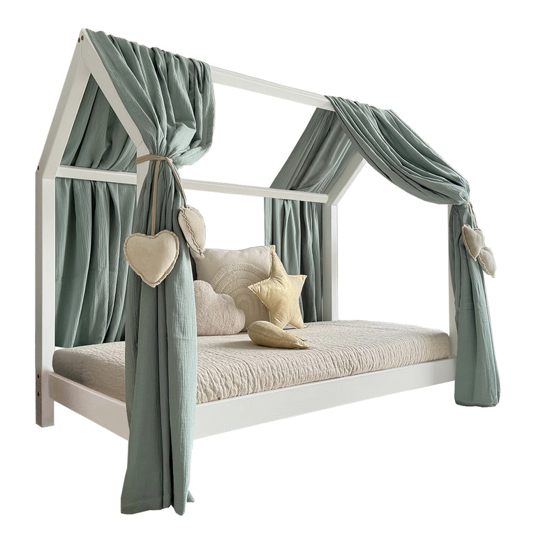 Ciel de lit en mousseline double pour 90x190 Vert d'eau - vue 2