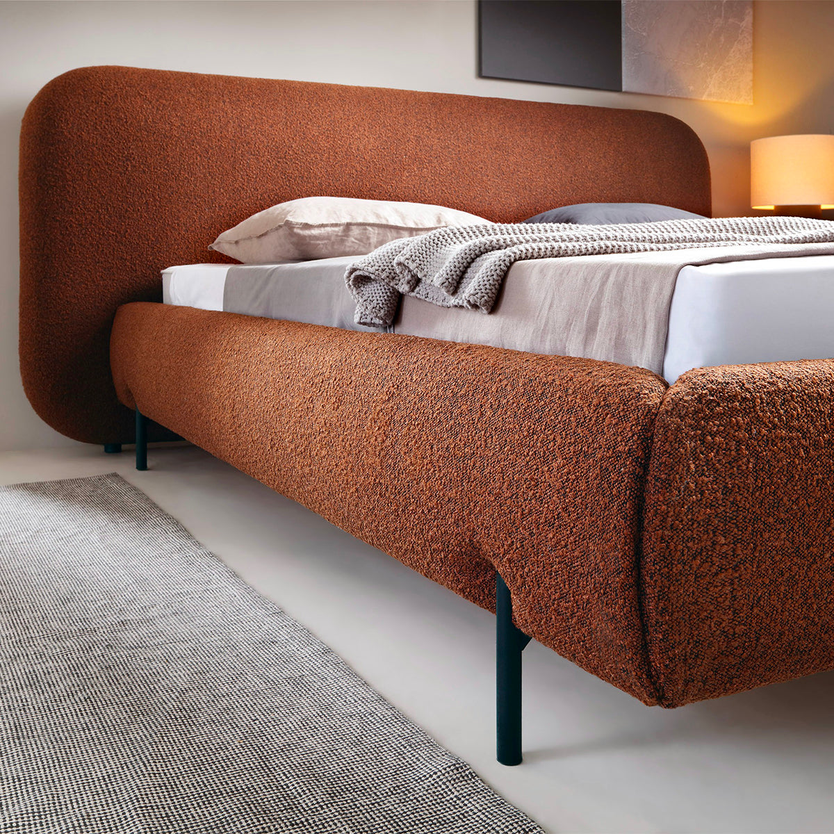 Lit coffre 160x200 sommier inclus Tobias Brique - vue 3