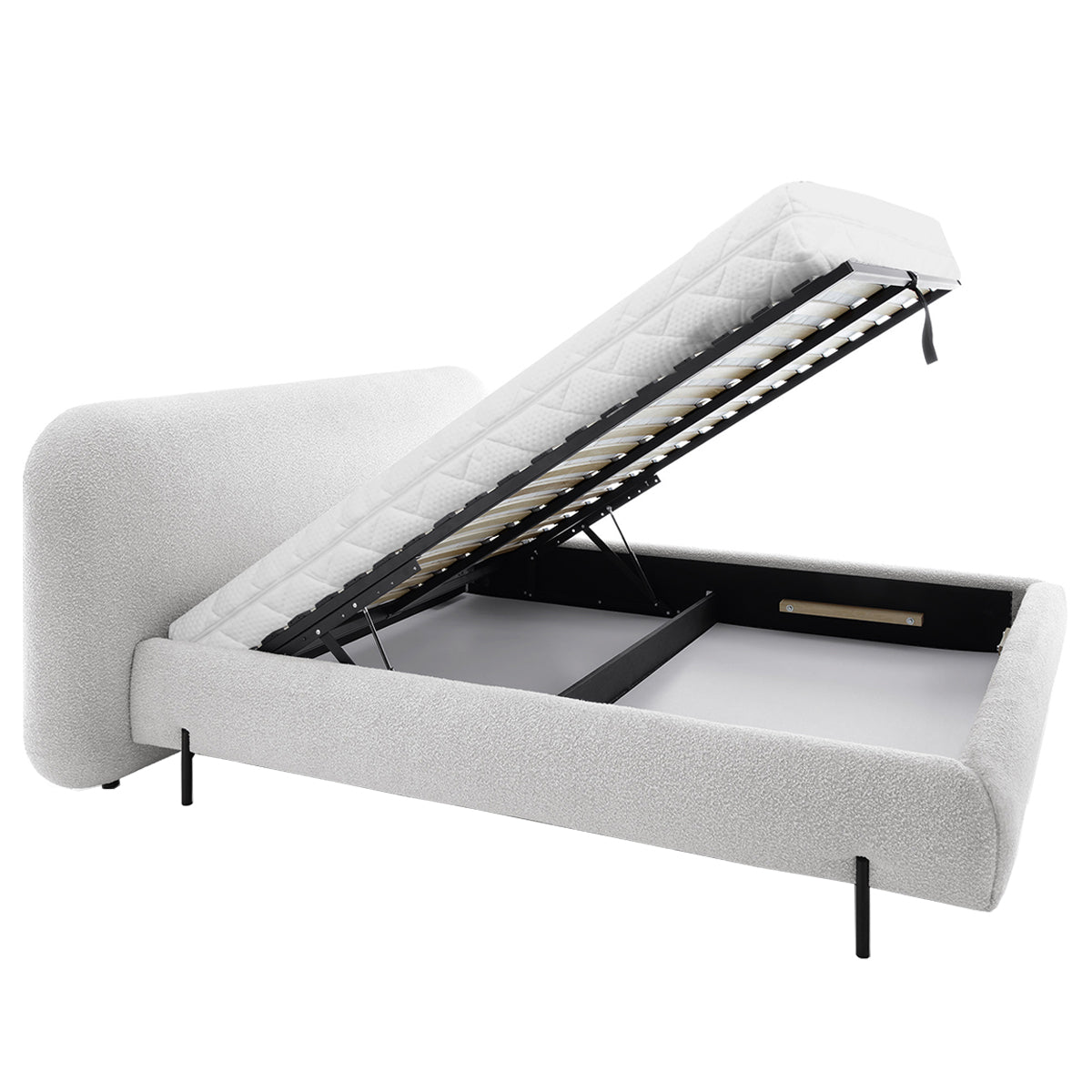 Lit coffre 160x200 sommier inclus Tobias Gris clair - vue 5