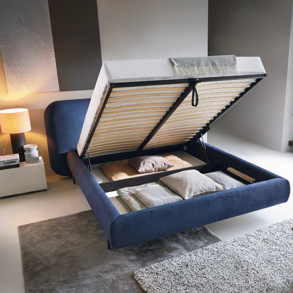 Lit coffre 180x200 sommier inclus Tobias Bleu - vue 4