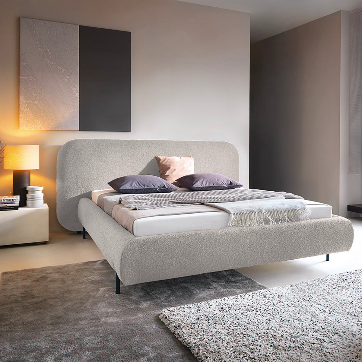 Lit coffre 180x200 sommier inclus Tobias Gris clair - vue 2
