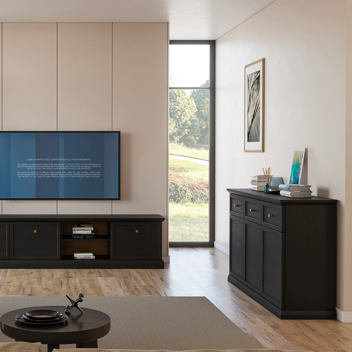 Buffet 3 portes 3 tiroirs Toja Bois anthracite - vue 3