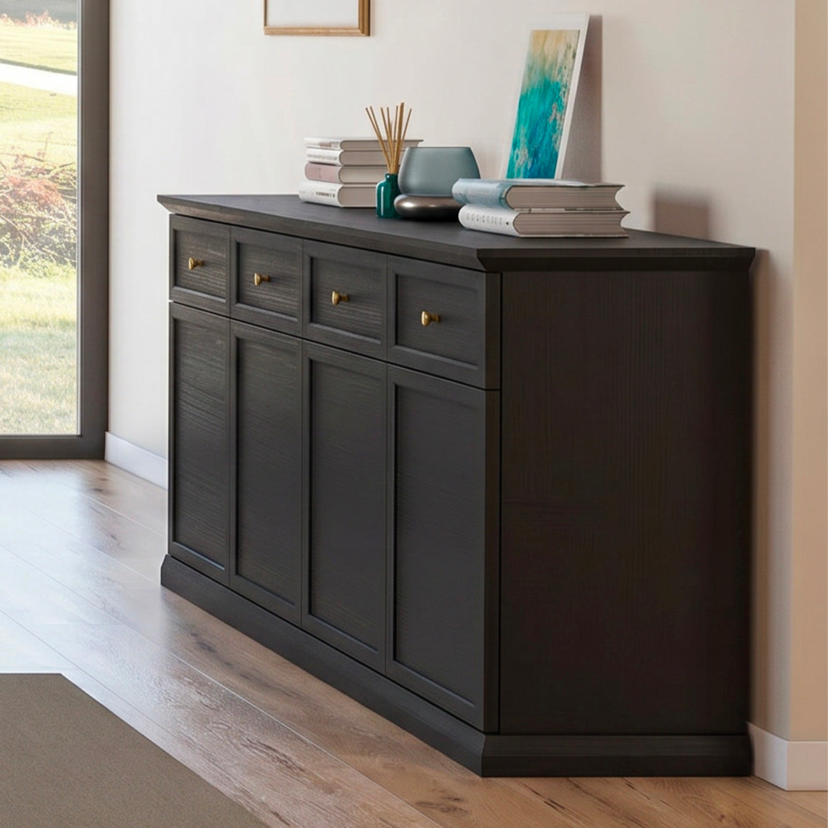 Buffet 4 portes 4 tiroirs Toja Bois anthracite - vue 2