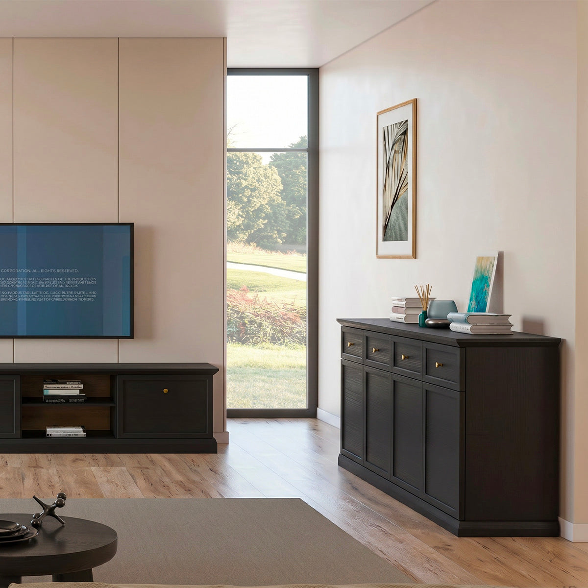 Buffet 4 portes 4 tiroirs Toja Bois anthracite - vue 3