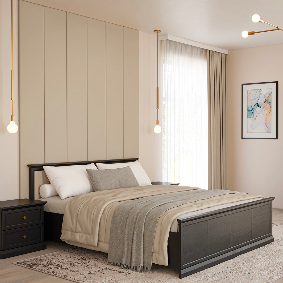 Lit 160x200 sommier inclus Toja Bois anthracite - vue 2