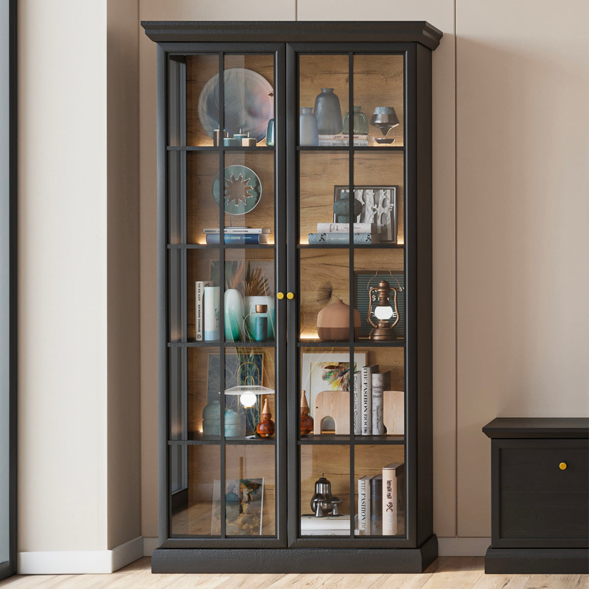 Vaisselier 2 portes Toja Bois anthracite - vue 2