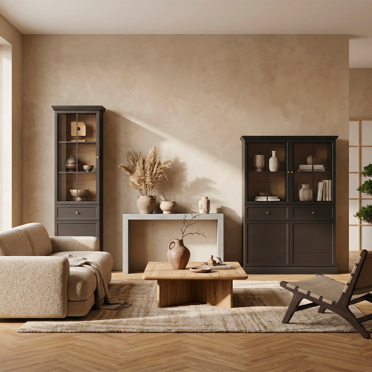 Vitrine 2 portes 1 tiroir Toja Bois anthracite - vue 3