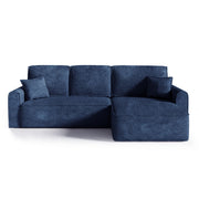 Canapé d'angle réversible convertible 4 places coffre Valentin bouclé Bleu