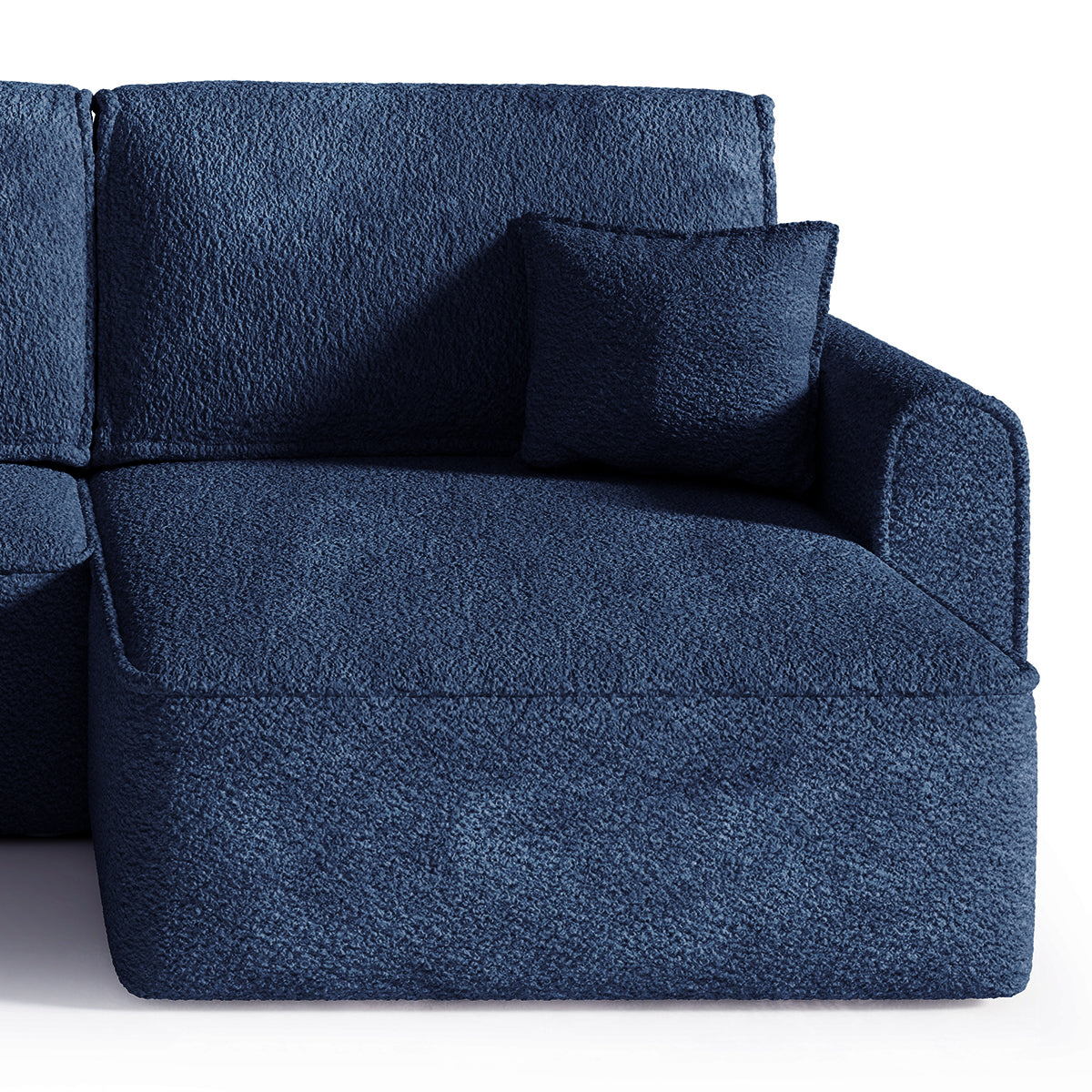 Canapé d'angle réversible convertible 4 places coffre Valentin bouclé Bleu - vue 3