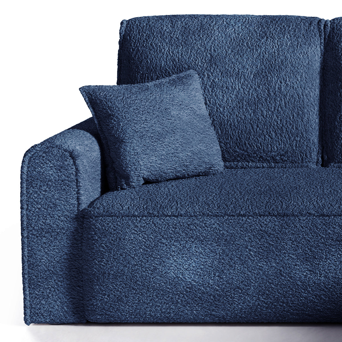 Canapé d'angle réversible convertible 4 places coffre Valentin bouclé Bleu - vue 2