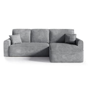 Canapé d'angle réversible convertible 4 places coffre Valentin bouclé Gris