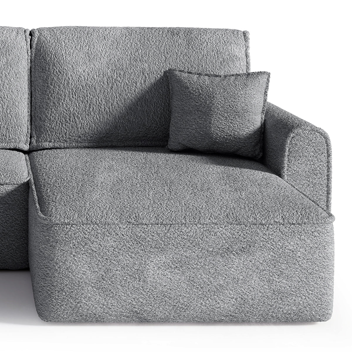 Canapé d'angle réversible convertible 4 places coffre Valentin bouclé Gris - vue 3