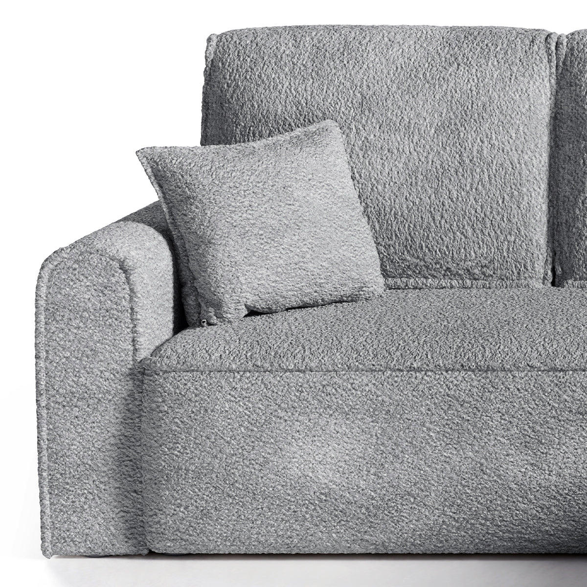 Canapé d'angle réversible convertible 4 places coffre Valentin bouclé Gris - vue 2