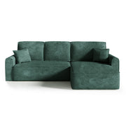 Canapé d'angle réversible convertible 4 places coffre Valentin bouclé Vert Sapin