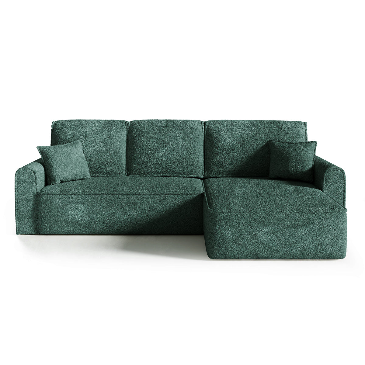 Canapé d'angle réversible convertible 4 places coffre Valentin bouclé Vert Sapin