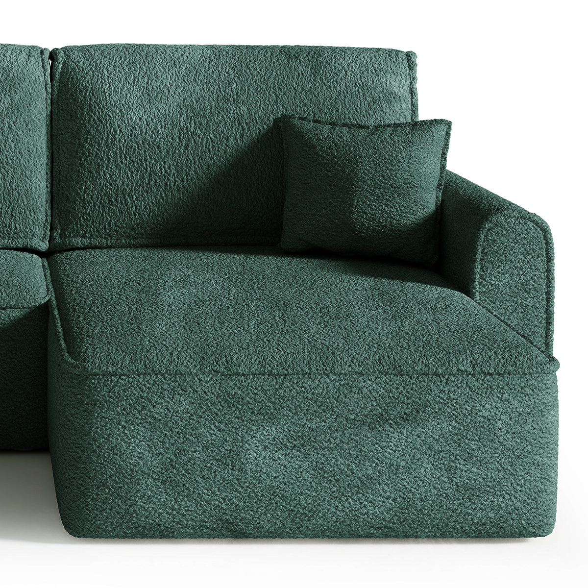 Canapé d'angle réversible convertible 4 places coffre Valentin bouclé Vert Sapin - vue 3